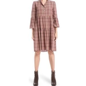 NEW MAX STUDIO Plaid 3/4 Sleeve Dress